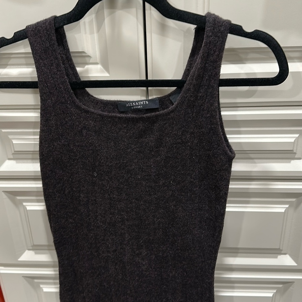 NWOT All Saints chocolate brown sweater maxi dress body con XS